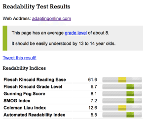 Readability Test Results