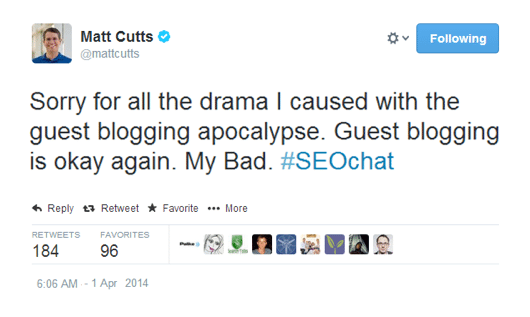 Matt Cuts Tweet